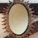 Oval sun mirror wrought iron from the 1950s Italy