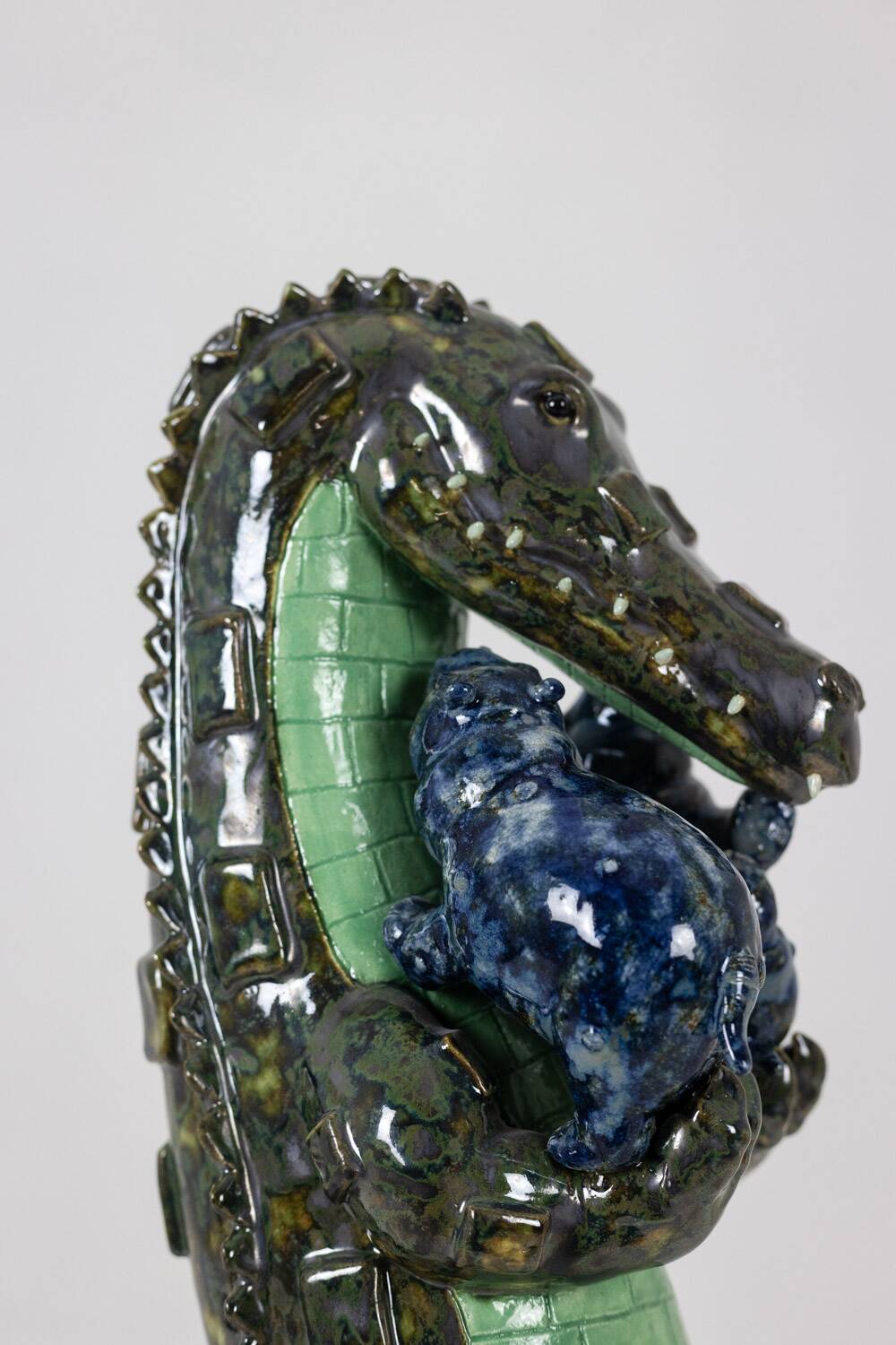 Valérie Courtet. Crocodile carrying hippos. Contemporary.