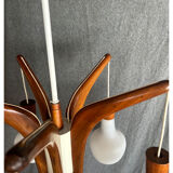 Vintage teak and opaline chandelier