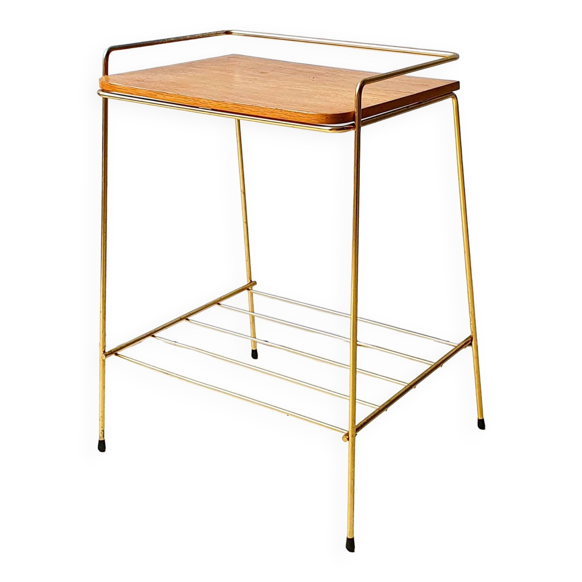 Gold metal bedside table