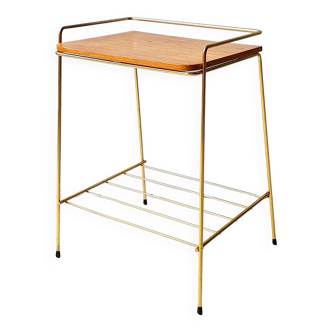 Gold metal bedside table