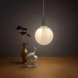 Vintage globe pendant light in white opaline