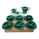 Service à café / thé Saint-Clément modèle 4044 vert émaillé doré – Art déco