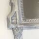 Louis XVI Style Mirror in Carved Wood with Grey Patina and Dove Pediment