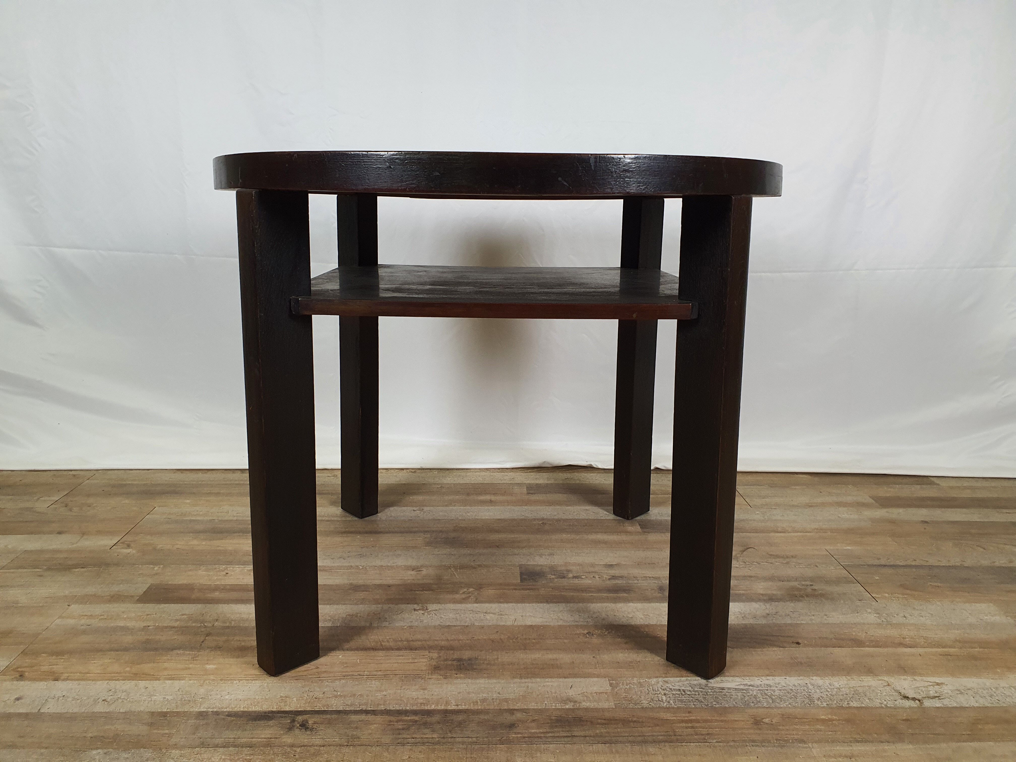 Art decò round black coffee table