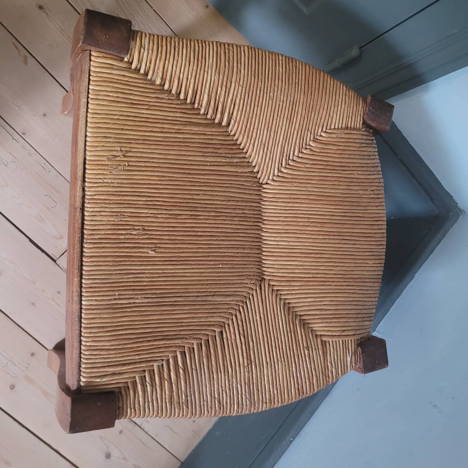 40s wooden and straw stool