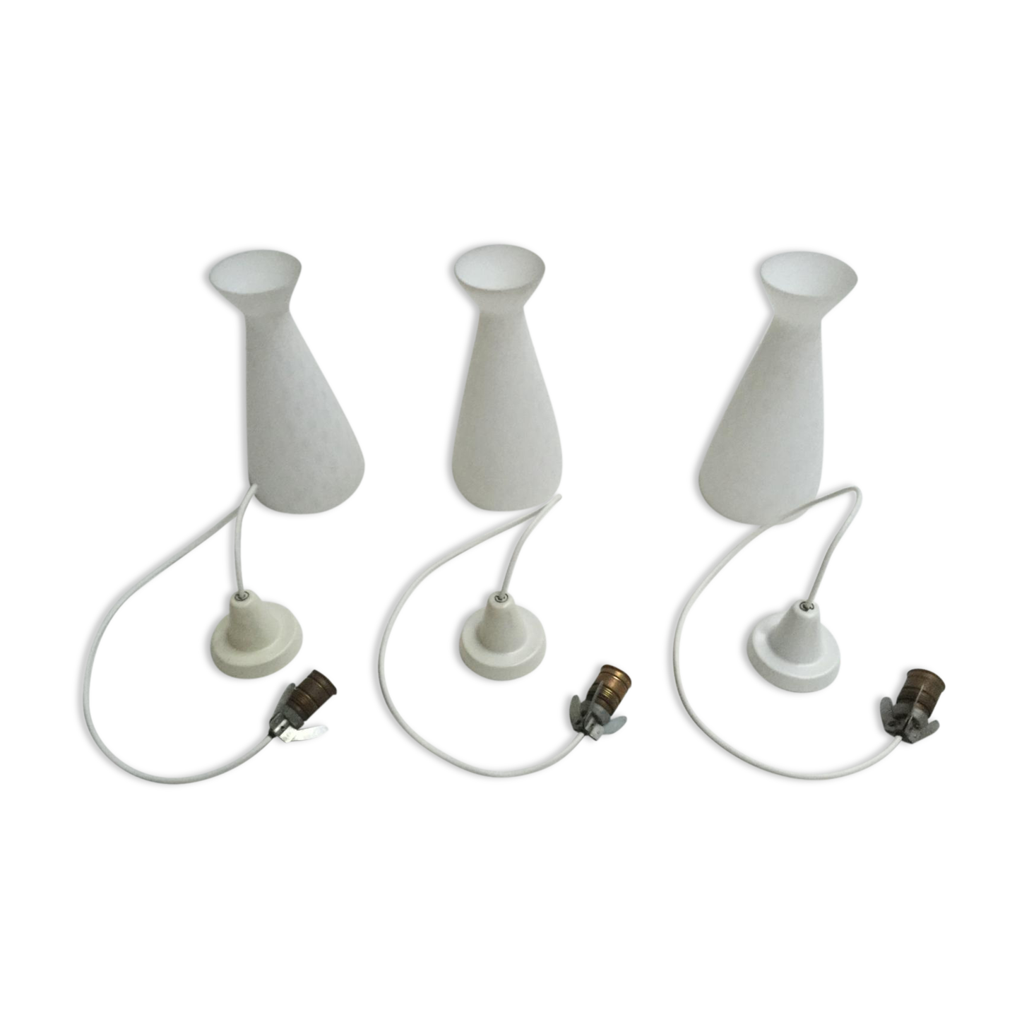 Set of 3 lamps suspended in glass by Louis Kalff for Philips