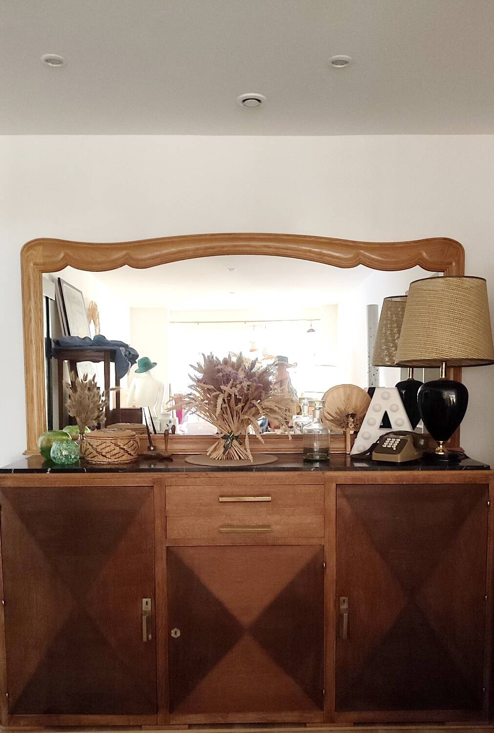 Large oak mirror 1950
