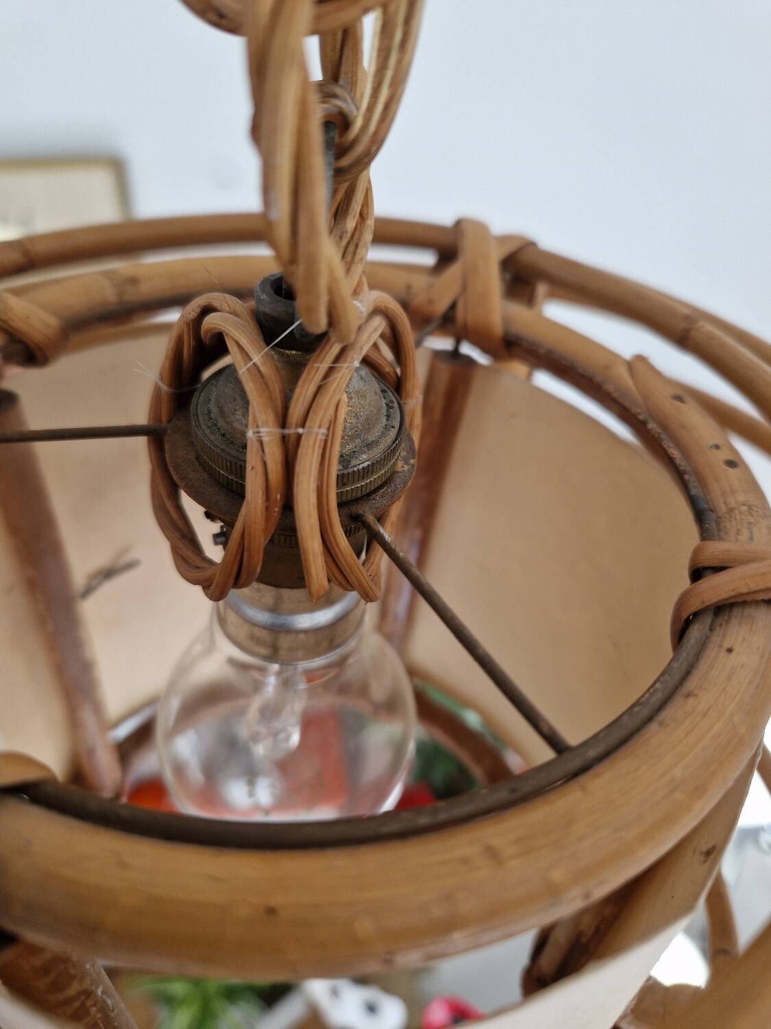 Rattan basket chandelier pendant light