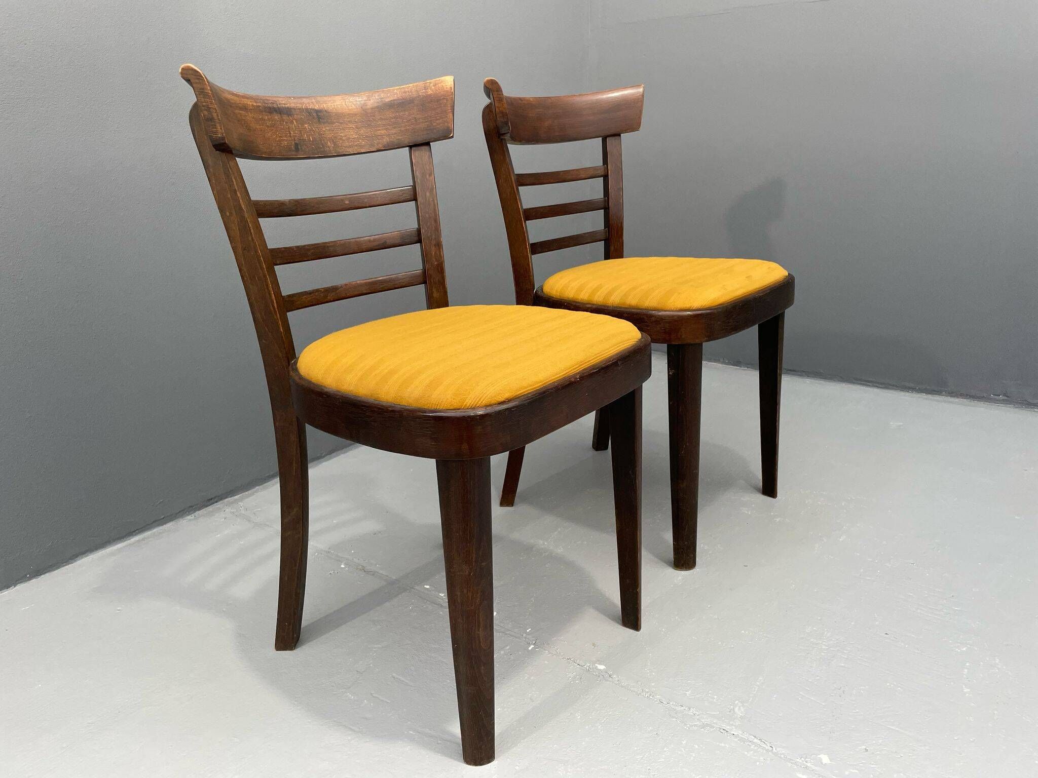 Pair of dining chairs by INTERIER n. p. Praha, wooden dining seating, 1974