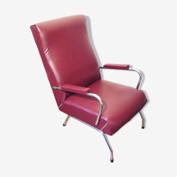 Burgundy faux leather chair