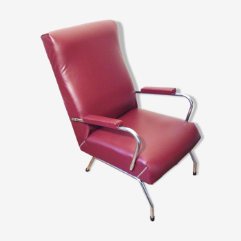 Fauteuil en similicuir bordeaux