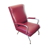 Fauteuil en similicuir bordeaux