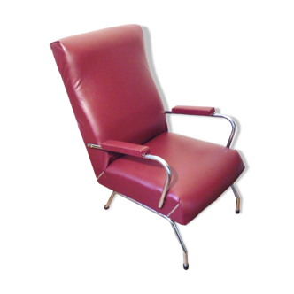 Fauteuil en similicuir bordeaux