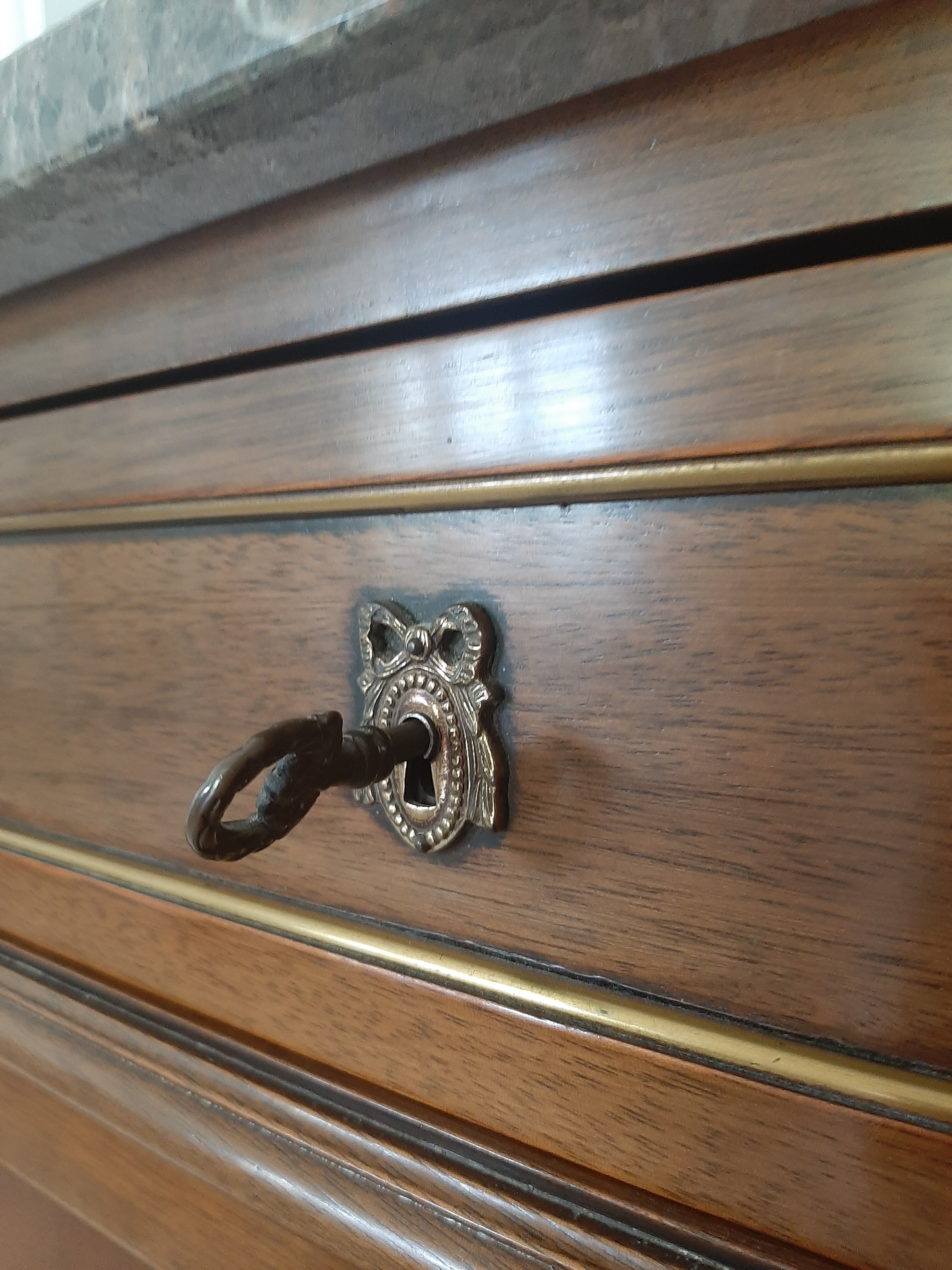 vintage - Small style chest of drawers - Louis XVI marble top with 1 drawer and 2 doors
