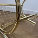 Porte-revues moderne doré du milieu du siècle, années 70