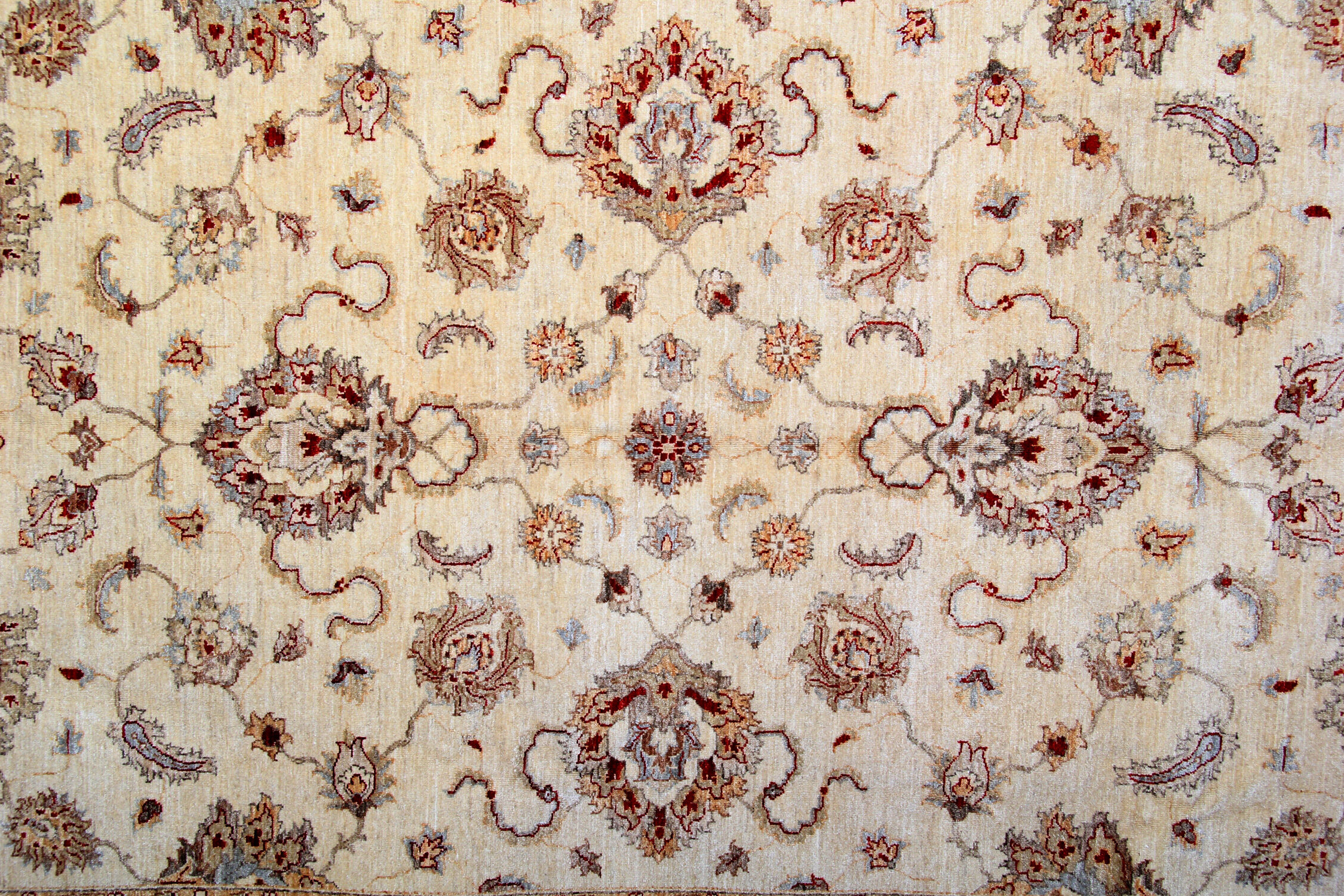 Red Cream Wool Ziegler Rug Handwoven Floral Carpet- 200x282