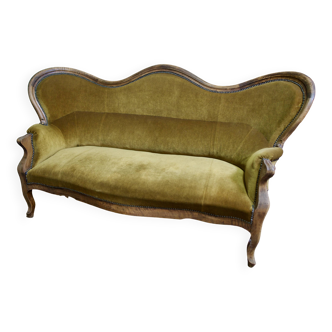 Louis-Philippe 3-seater velvet sofa - 19th century