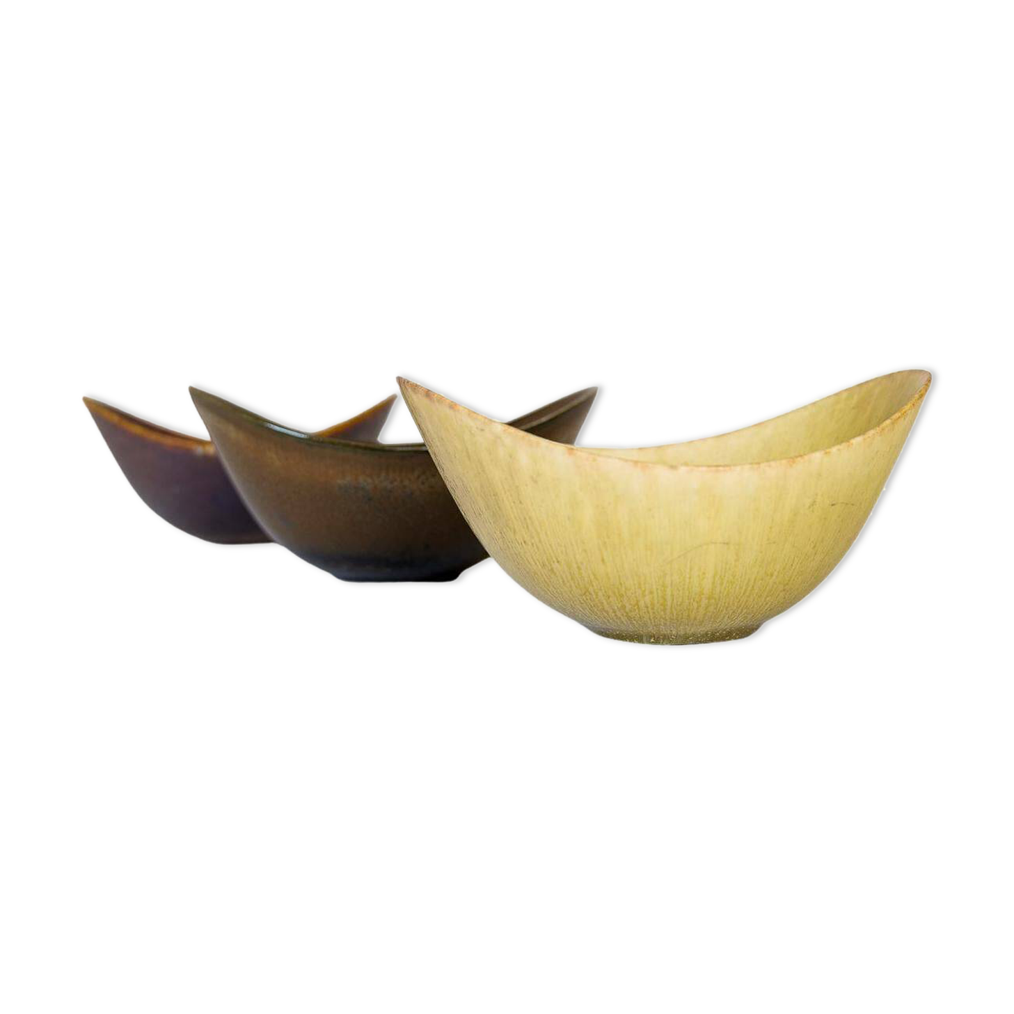 Set of 3 modern mid-century ceramic bowls by Gunnar Nylund Rörstrand, Sweden.