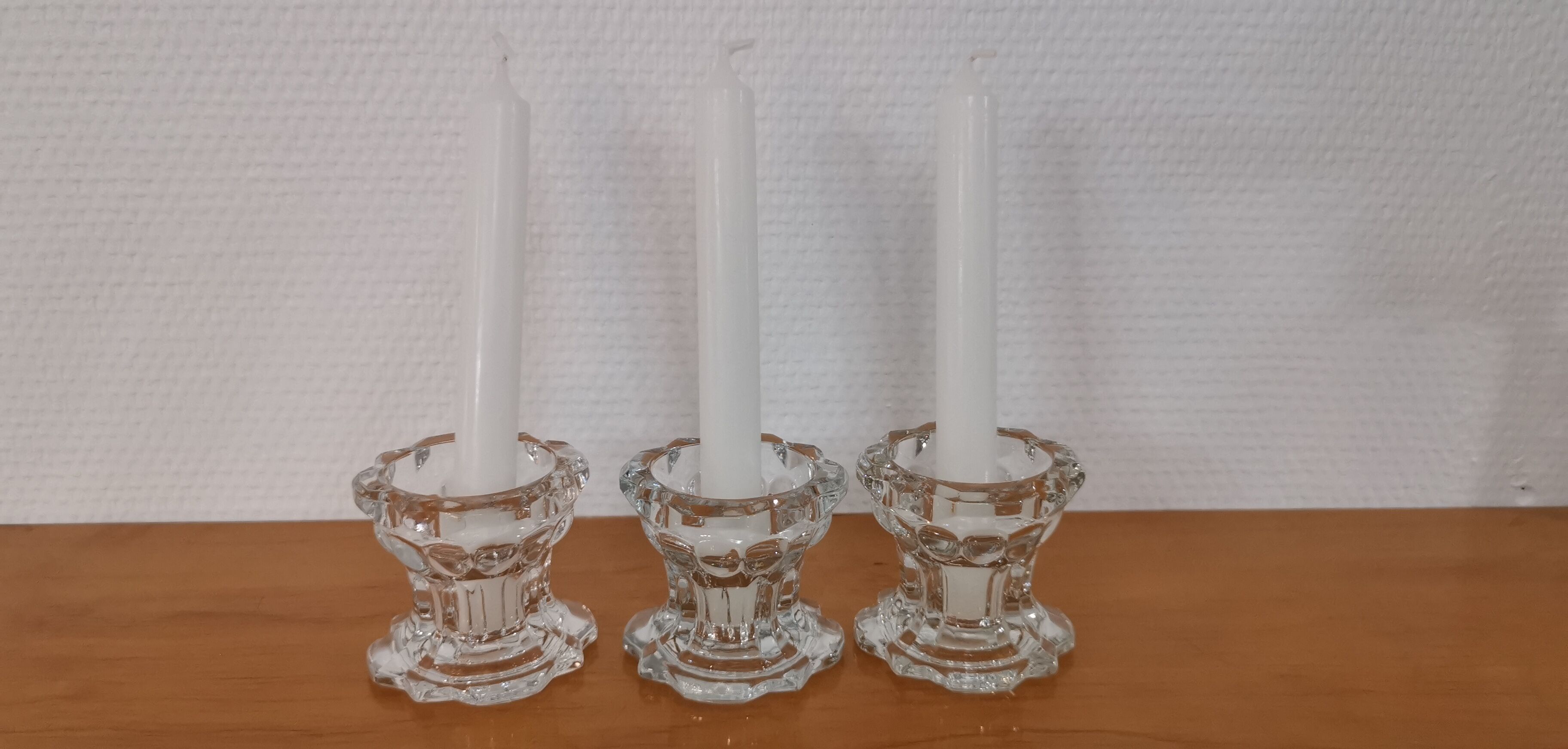 3 Reims glass candle holders France 1970s