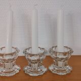 3 Reims glass candle holders France 1970s