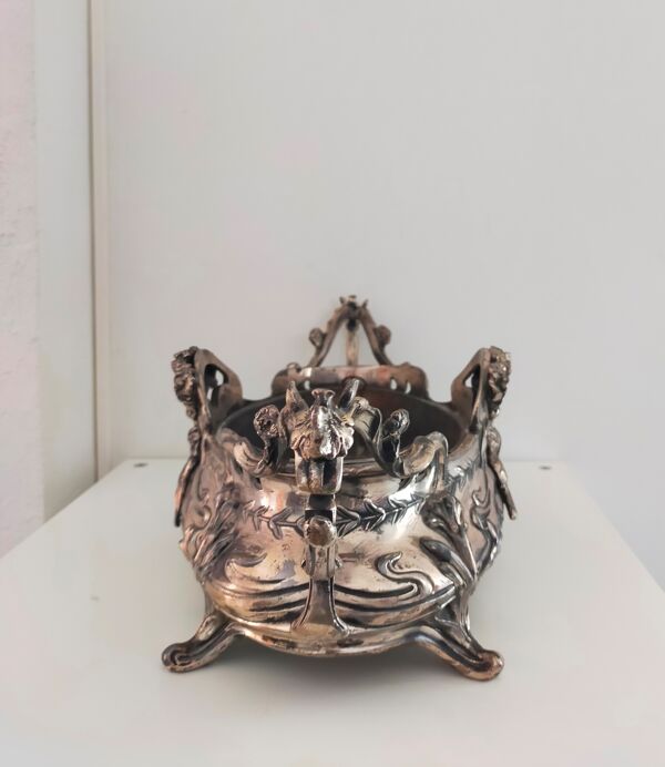 Jardinière en bronze argenté Art Nouveau