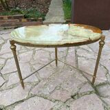 Bronze coffee table with marble top