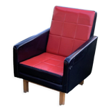 3 fauteuils avec poufs, années 1960