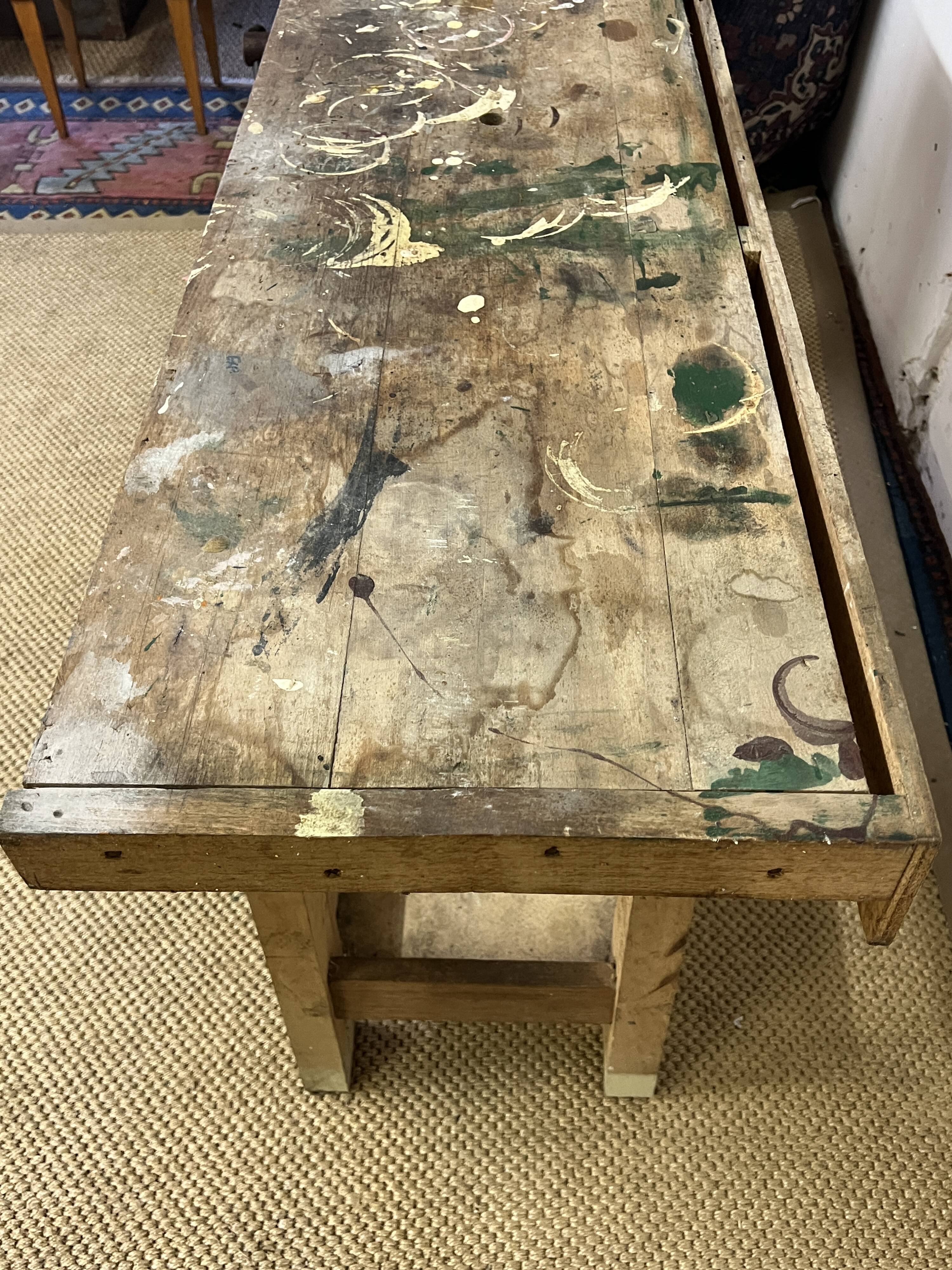 Old wooden craft workbench