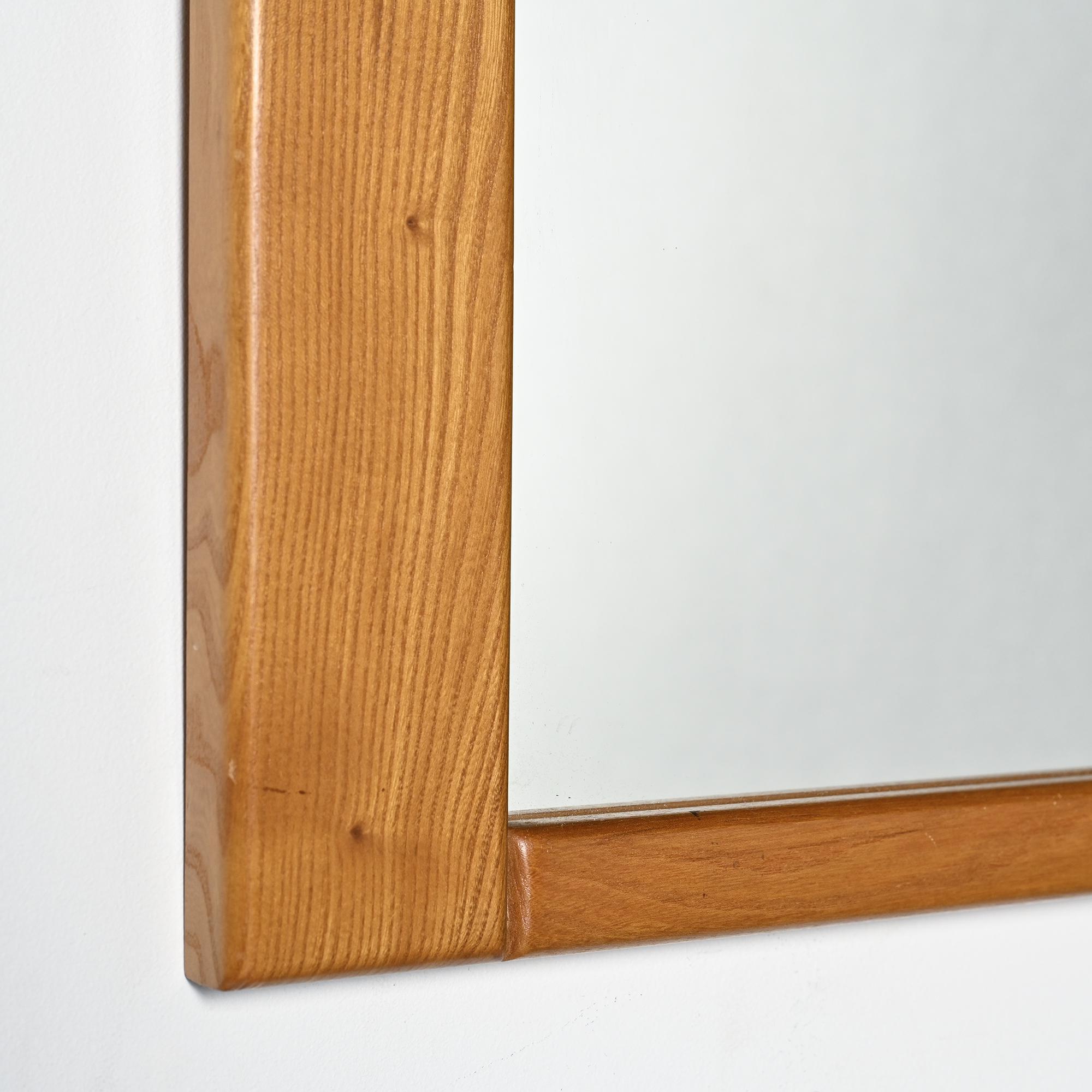Mirror in elm by Maison Regain, France, circa 1970.