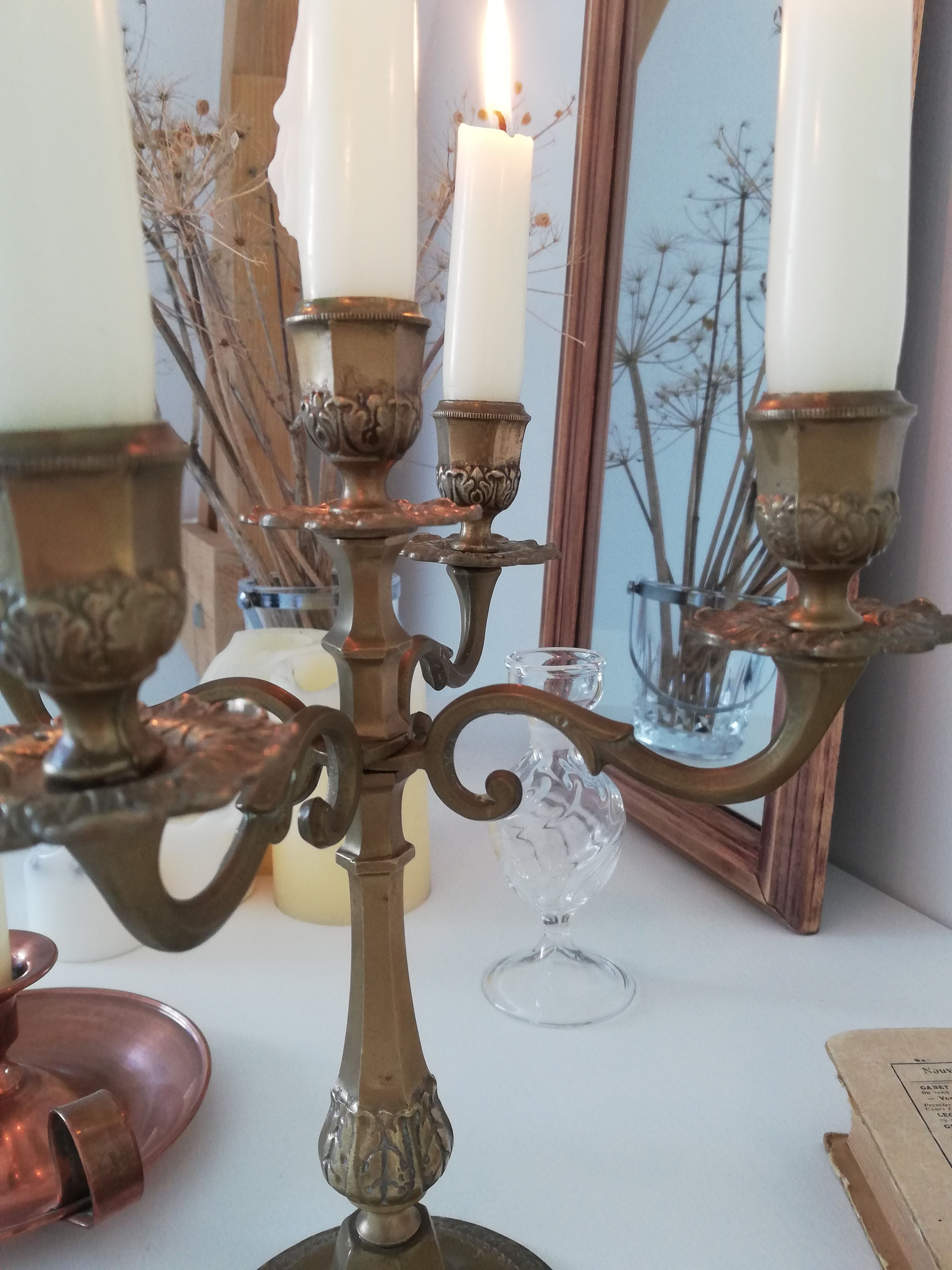 Vintage brass chandelier 5-burner