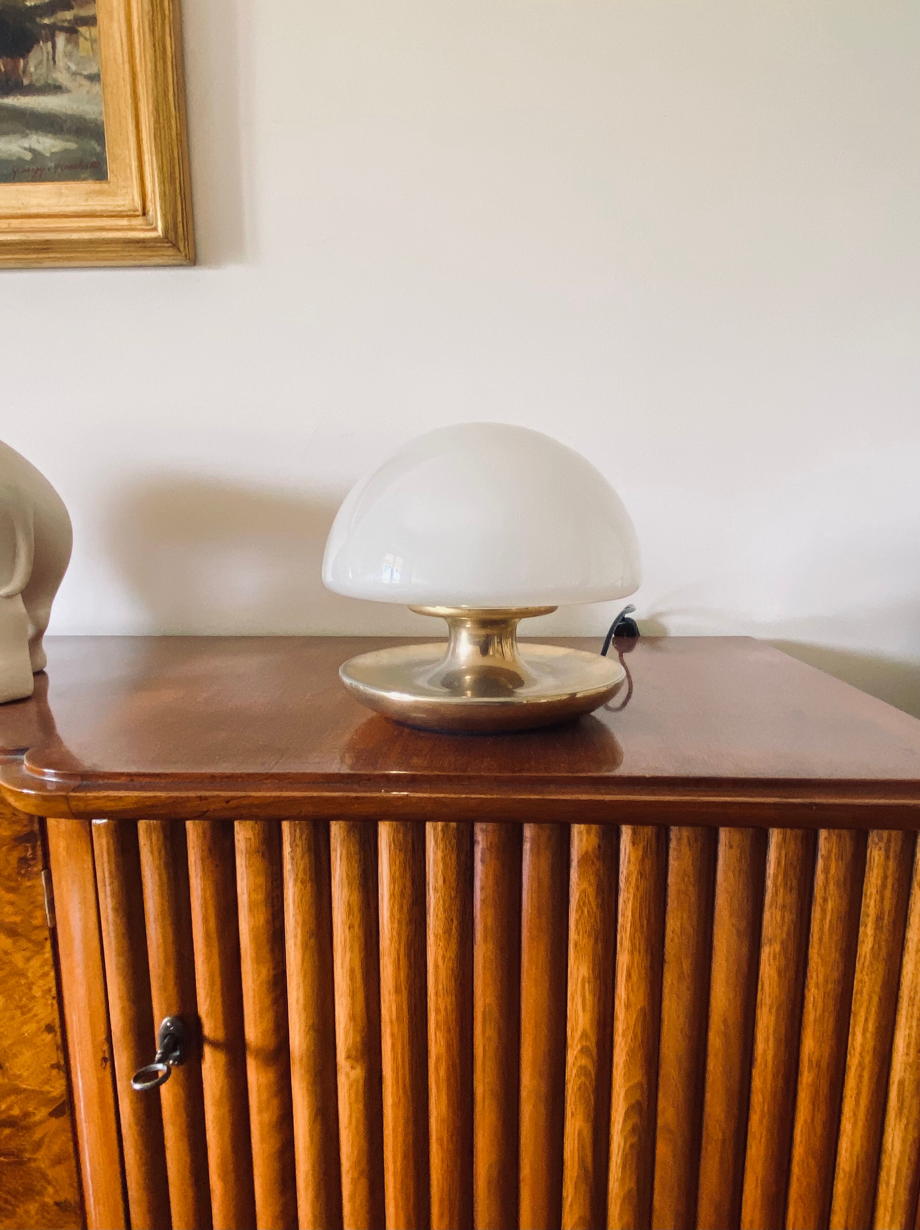 Mushroom mod. VP gold table lamp, Vittorio Balli e Romeo Ballardini, Sirrah, 1970s