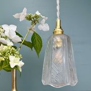 Vintage art deco frosted glass tulip pendant light