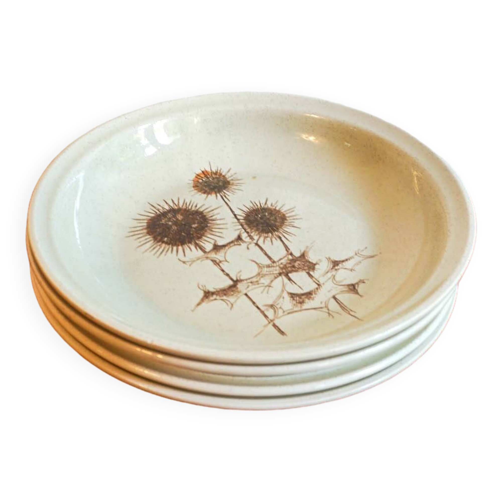 4 x sarreguemines france thistle deep plates mid century gres ceramic pottery salad bowls