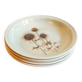 4 x sarreguemines france thistle deep plates mid century gres ceramic pottery salad bowls