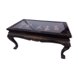 Folding coffee table in Chinese lacquer and characters in stone lasts