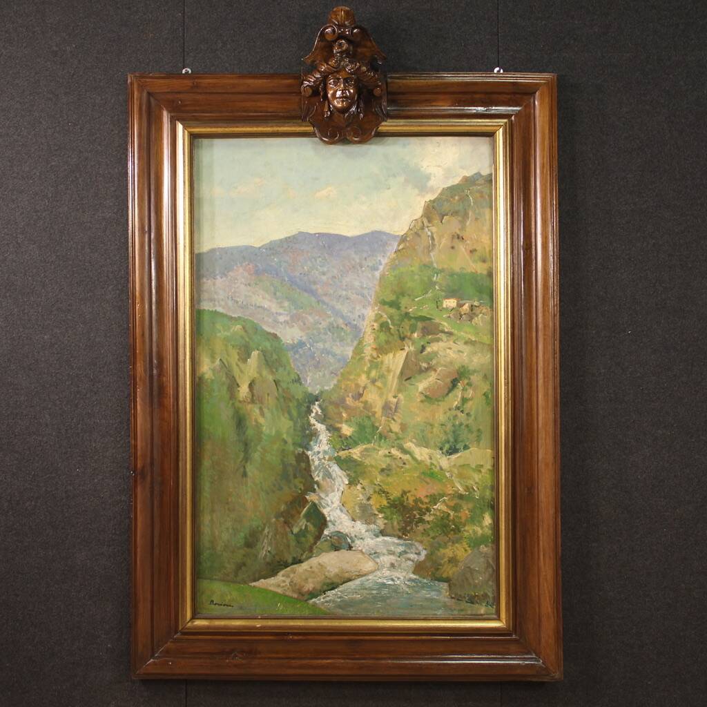 Italian signed landscape painting from 20th century