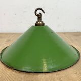 Industrial British Green Enamel Factory Pendant Lamp, 1950s