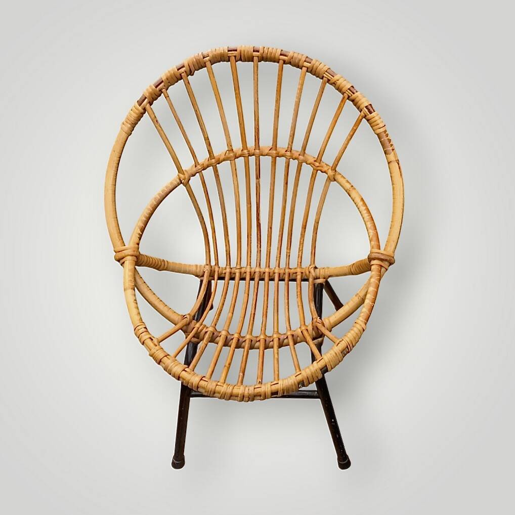 Vintage bamboo and rattan children's armchair
