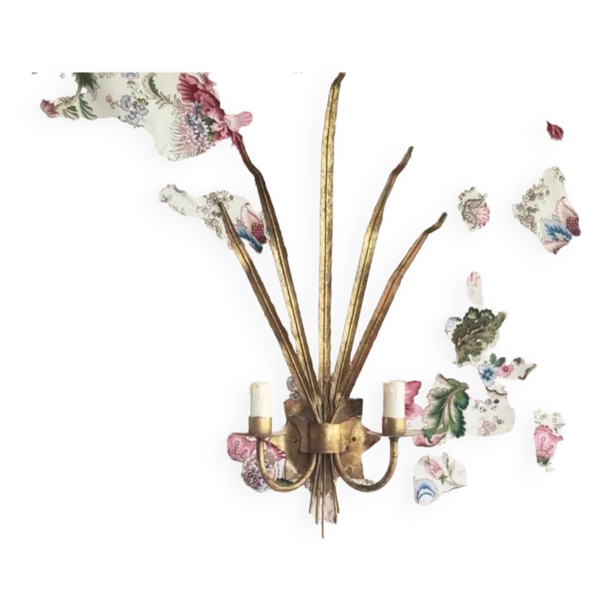 Golden reed wall lamp