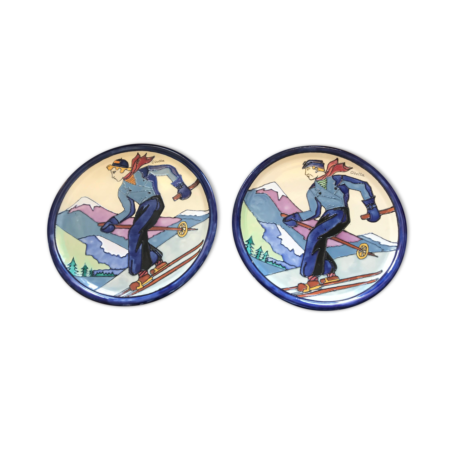 Pair of plates HB Quimper Odetta