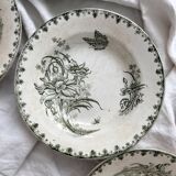 7 earthenware soup plates with butterfly and flower design "Nancy" LG Clairefontaine