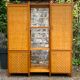 Bamboo cabinet woven and modular pine vintage 1960