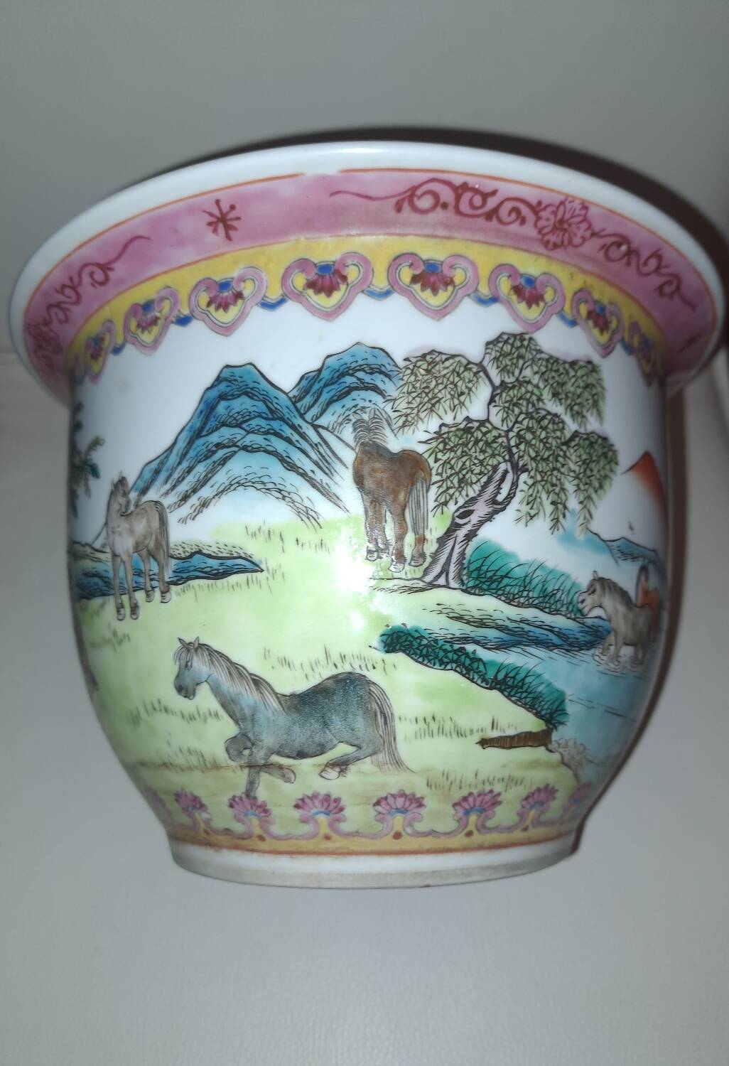 Hidden Chinese porcelain pot. Rose Family.