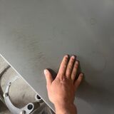 Grand 'Less' grey powder-coated aluminium dining table by Jean Nouvel for Tecno, minimalist 1990s