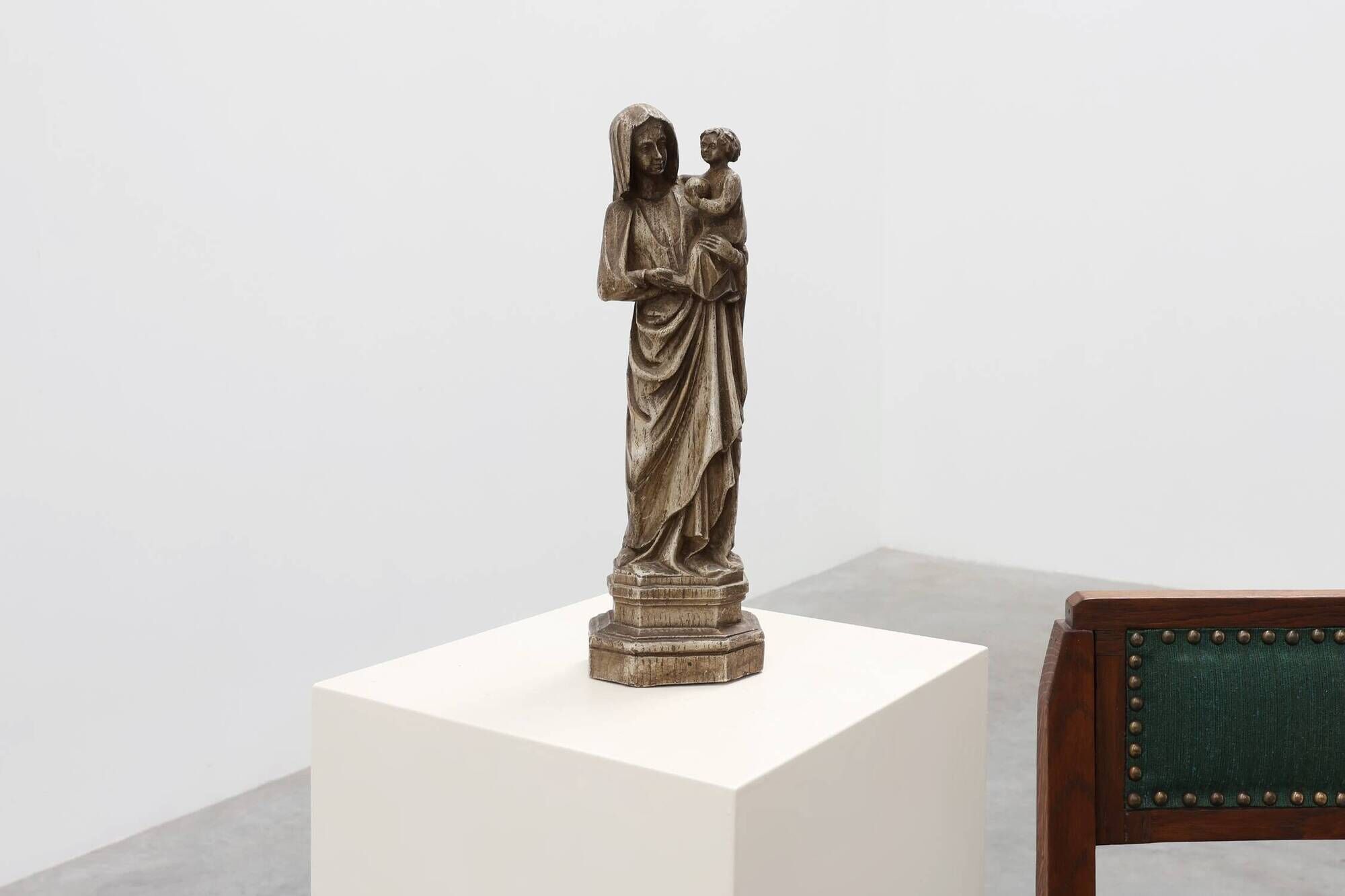19th Century Belgian Madonna and Child Statue on Octagonal Base, Belgium