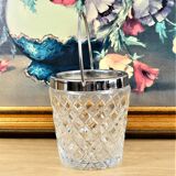 Crystal and metal ice cube bucket - vintage 50s