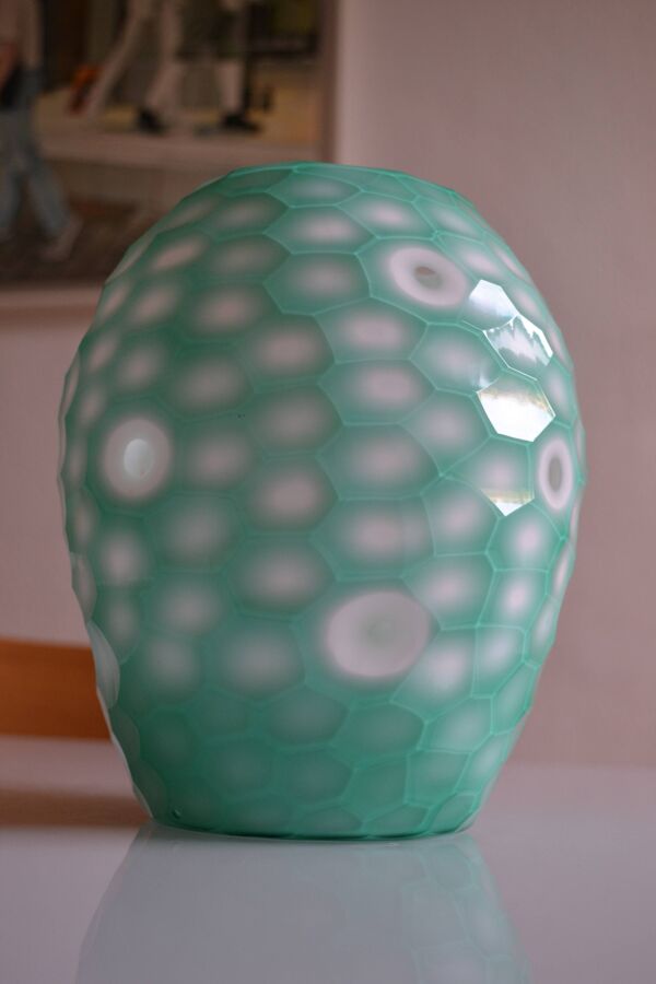 Vase en verre multicouche celadon taille