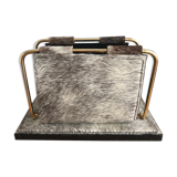 Letter holder in cowhide and brass