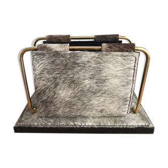 Porte lettres en cuir de vache et laiton